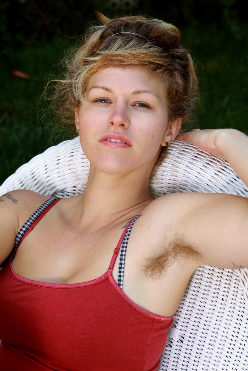 Lilah Plays with Her Hairy Pussy in the Back Yard